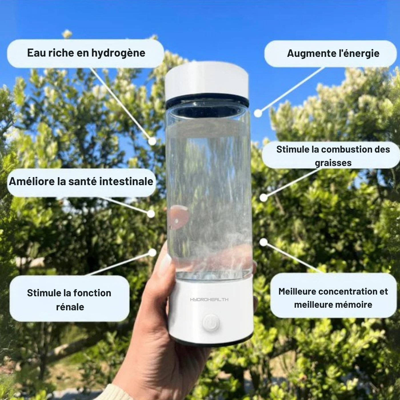 Hydrohealth – Bouteille d'eau hydrogénée